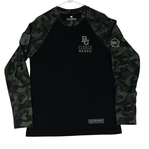 Colosseum OHT Military Appreciation Raglan Tee Mens M Black Baylor Bears Camo - Picture 2 of 10